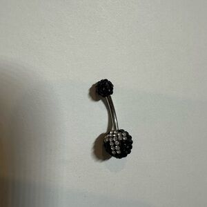 Black Belly Button Ring with Cross